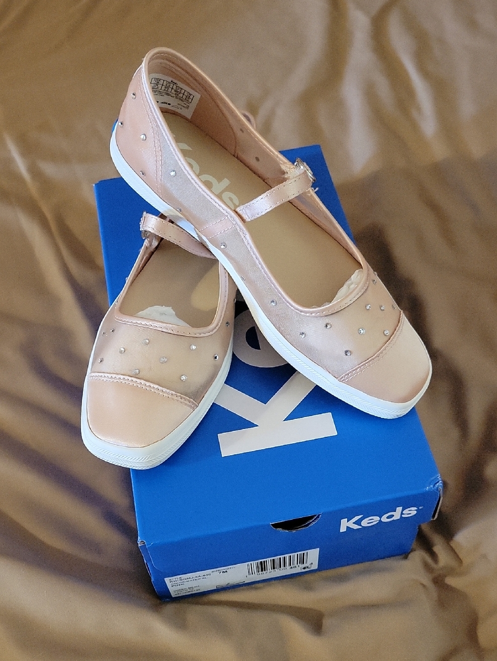 Keds Light Pink Mary Jane Sneakers with Rhinestone Accents